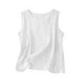thumbnail image 4 of ClodeEU Women's Lightweight Crew Neck Sleeveless Linen Tank Top, Casual Loose Fit Summer Blouse White,Women's Plus XXL, 4 of 6