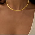 thumbnail image 7 of GOSFRY Gold Plated Herringbone Snake Necklace Dainty Chunky Chain Simple Womens Choker Necklace Trendy Jewelry, 7 of 7