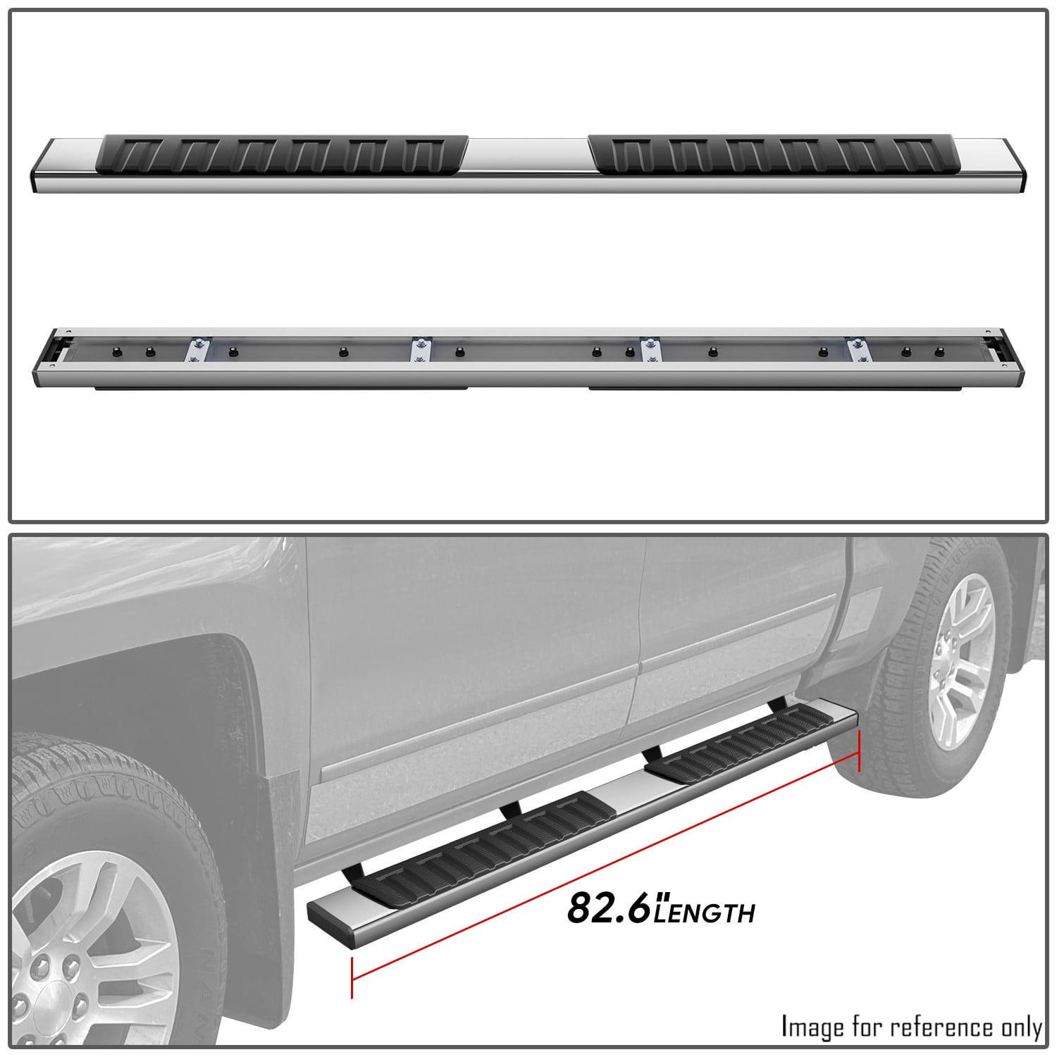DNA Motoring For 07-19 Chevy Silverado GMC Sierra 1500 Crew Cab 6.7" Side Step Nerf Bar Running Board