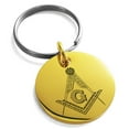 thumbnail image 1 of Stainless Steel Freemasons Masonic Floral Compass Engraved Small Medallion Circle Charm Keychain Keyring, 1 of 1