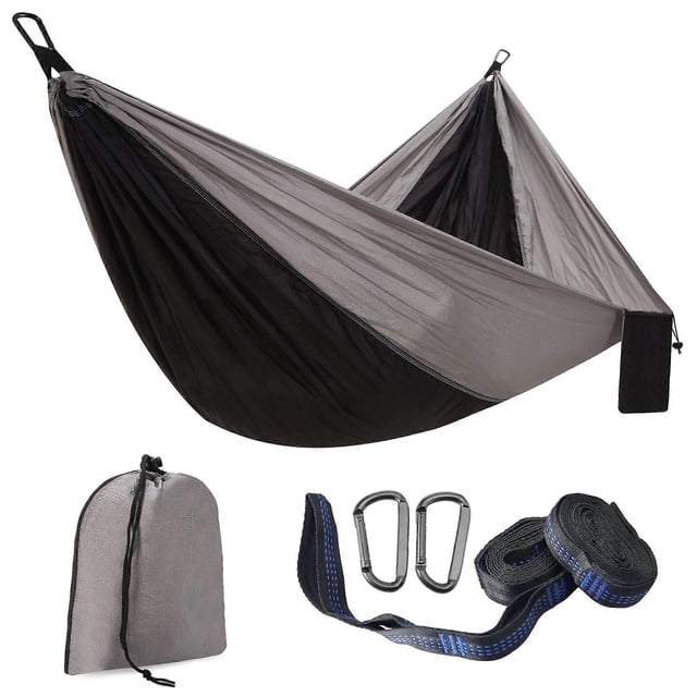 Portable Hammock Greyish Black 300 x 200cm,Hammock Bed,Camping Bed For Double Person Parachute Cloth Tent Bed/Parachute Garden,Outdoor Hammock,Nylon F