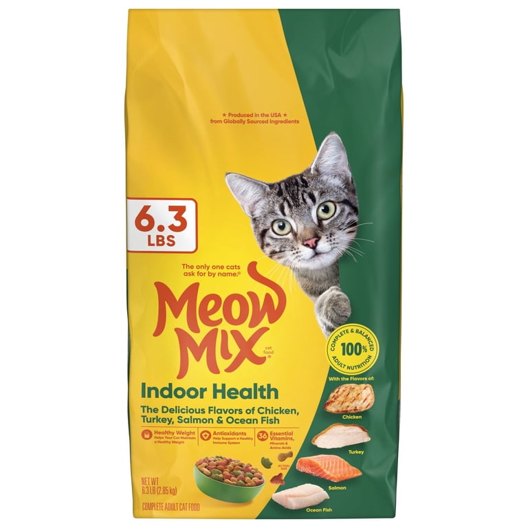 エルモ　ELMO ADULT DRY FOOD FOR CATS Meow Mix, Indoor Health Dry Cat Food, 6.3 lb Bag, Complete
