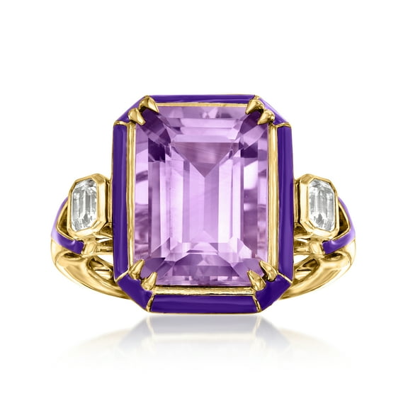 Ross-Simons 7.25 Carat Amethyst and .60 ct. t.w. White Topaz Ring in 18kt Gold Over Sterling, Women's, Adult