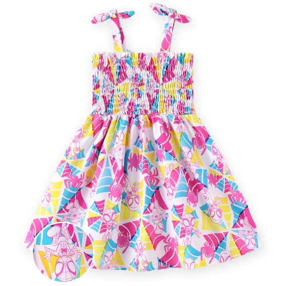 Marvel Girls Dresses Spider-Man Spider-Gwen Ghost Halloween Gifts Halter Pink Summer Dress Toddlers 3T