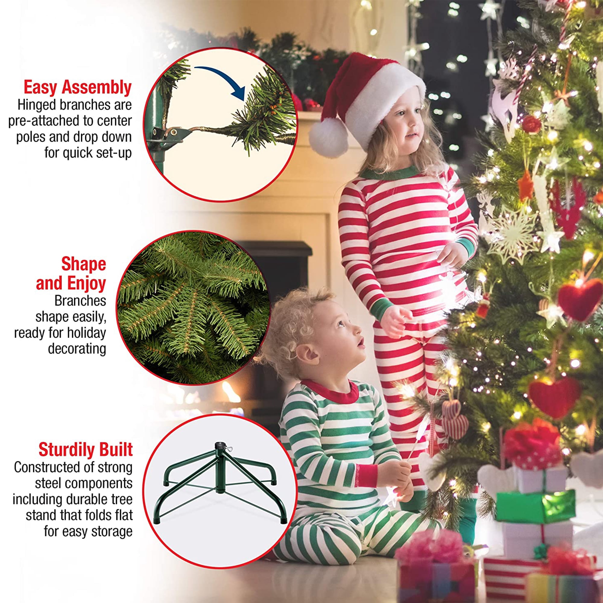 National Tree Company Pre-Lit Artificial Full Christmas Tree, Green, Canadian Fir Grande, Multicolor Lights, Includes Stand, 6 Feet