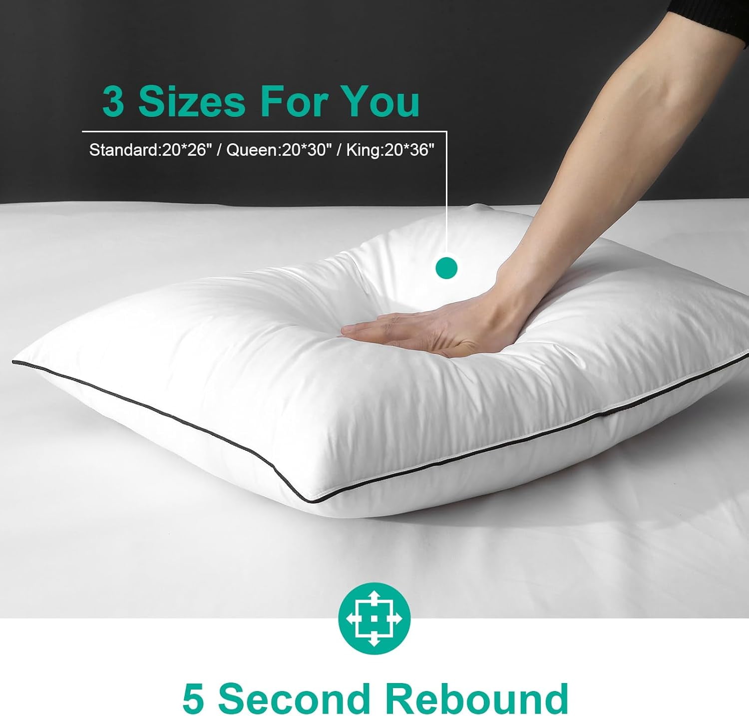 APSMILE Medium Firm Feathers Down/Poly Pillow Queen Size Set of 2, Luxury Feather Pillow for Sleeping, 100% Organic Cotton Cover Hotel Bed Pillow, Wrapped in Polyester (White, 20"x30")