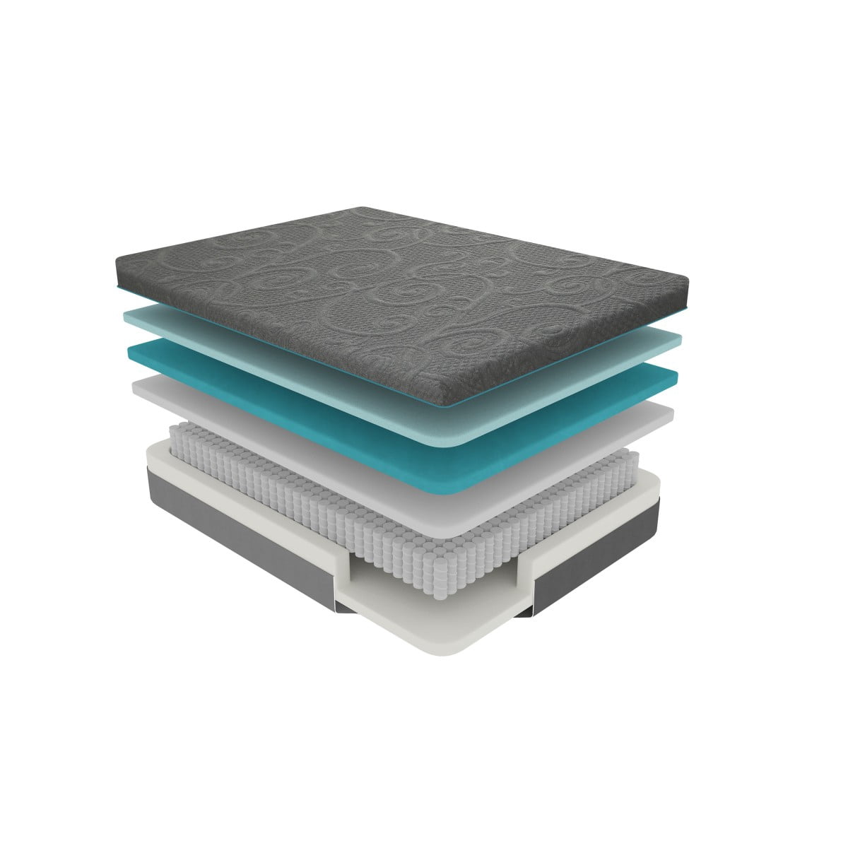 Miekor Furniture 14-inch California King Size Bed Mattress Gel-Infused Memory Foam Hybrid Mattress, Dark Gray, Mattress in a Box, Medium Firm Comfort No5052