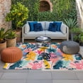 thumbnail image 2 of Palm Leaves Outdoor Rug for Patio/Deck/Porch, Non-Slip Large Area Rug 5 x 7 Ft, Colorful Tropical Plant Summer Flower Indoor Outdoor Rugs Washable Area Rugs, Reversible Camping Rug Carpet Runner, 2 of 8