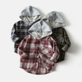 thumbnail image 5 of FYDUU Boys Casual Plaid Long Sleeve Hooded Shirt Jacket Stylish Kids Tops Children's Soft Button Down Shirt Jacket Top Fall Winter Clothes Vintage Hallowmas, 5 of 5