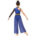 thumbnail image 2 of Miutii Girls Sequins Rhinestones Lyrical Dance Colored Block Outfit Jazz Performance Set Top with Pants Royal Blue 12, 2 of 7