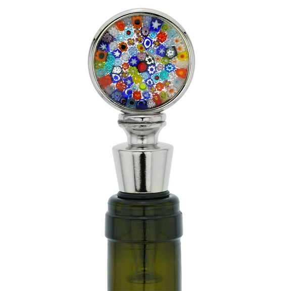GlassOfVenice Murano Glass Millefiori Round Bottle Stopper - Multicolor