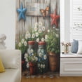 thumbnail image 6 of Daisy Flower Sheer Curtains 54 Inches Long, Retro Western Red Blue Stars Butterfly Wood Light Filering Curtains, Breathable Simi Curtain Privacy Drapes for Kitchen Bathroom Small Window Treatment, 6 of 9