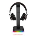 thumbnail image 3 of Soporte para audífonos D9 con iluminación RGB - Base ergonómica para gamers, diseño negro resistente ABS, voltaje 5V, chip MW7250S, ideal para exhibir tus audífonos (30x15x4cm, 365g), 3 of 6