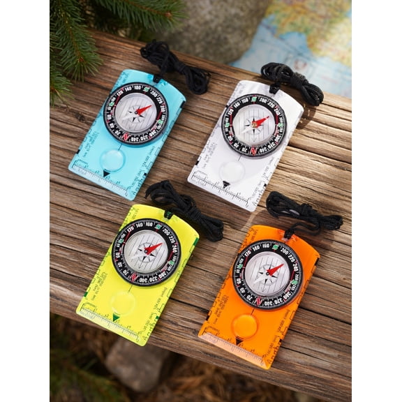 4 Pack Shihaoyuan Outdoor Compasses with Adjustable Declination, Magnifier, Ruler, Scale, Ideal for Backpacking, Camping & Outdoor Navigation