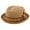 Brown, variant on Men's Stripe Band Removable Feather Straw Porkpie Fedora Sun Hat