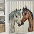 thumbnail image 6 of Patifu Horses Touching Noses Home Bathtubs Bathroom Shower Curtain Set with Hooks 36"x72, 6 of 7