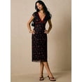 thumbnail image 6 of Elegant Blue Floral Print Midi Dress With V-Neck And Lettuce Trim Detail, 6 of 10