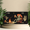 thumbnail image 6 of 1 Pcs 2D Flat License Plate Covers & Frames, Skeleton Enjoying Beer For Decorative Front, Waterproof For Decoration Aluminum License Plate Covers & Frames Cover For Men Women, 12" X 6", 6 of 7