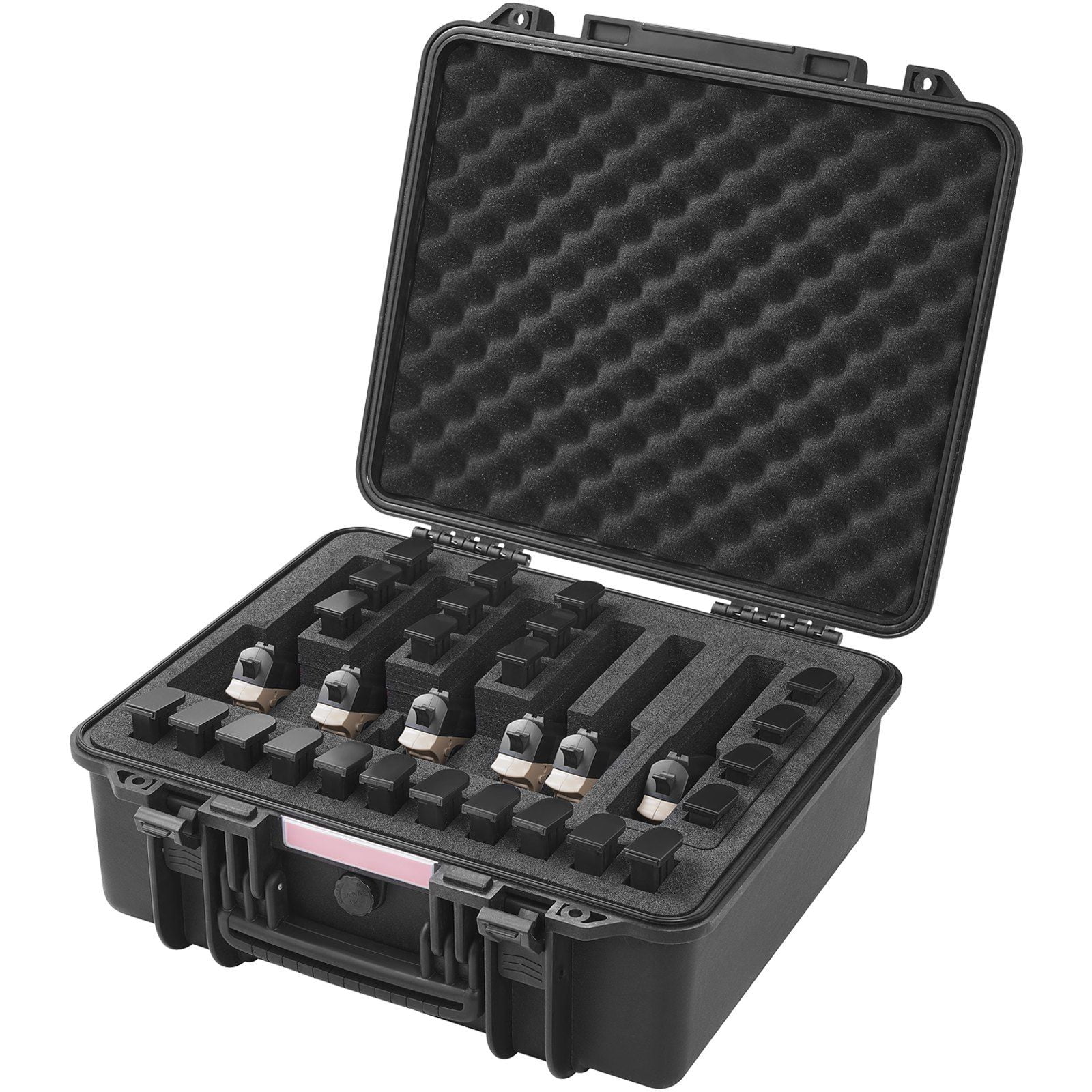 Lockable Hard Pistol Case with PU Foam - Waterproof & Dustproof Gun Storage, Fits 1 Handgun, 19.3×17.1×8.3 in, Black - Secure Firearm Protection