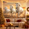 thumbnail image 3 of White Horses Running on Golden Grassland Majestic Photorealistic Style for Nature Lovers Wildlife Wall Art Housewarming Gift Tapestry Wall Hanging for Bedroom, Living Room and Dorm, 3 of 7