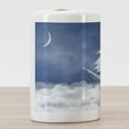 thumbnail image 3 of Nautical Ceramic Toothbrush Holder, Yacht in the Ocean Madend Shaped with Fluffy Cloudstmospheric Imaginary Sky, Decorative Versatile Countertop for Bathroom, 4.5" X 2.7", Blue White, by Ambesonne, 3 of 4