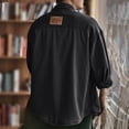 thumbnail image 4 of Men's Retro Work Shirt Jacket, Long Sleeve Button Down Casual Outerwear, Loose Fit Shacket with Pockets, Relaxed Fit Trucker Style Jacket for Men Black L/一点, 4 of 7