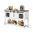 thumbnail image 1 of YKITRD Coffee Bar Cabinet 4-Tier Farmhouse Sideboard Buffet Table with Barn Door, 1 of 12