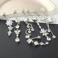 thumbnail image 3 of Designice 14G Belly Button Ring,Long Belly Button,CZ Navel Rings,Piercing Jewelry,Silver,7 Pcs, 3 of 10