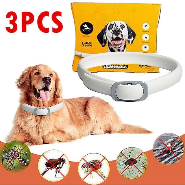 Collar antipulgas para perros, paquete de 3 tratamientos contra pulgas y garrapatas, tratamiento contra pulgas para perros de 8 meses, ajustable