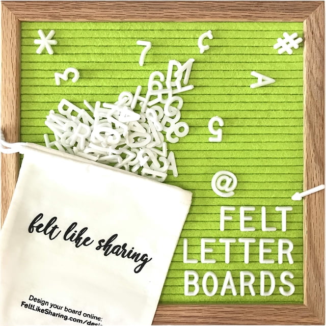 Pizarra de fieltro Felt Like Sharing de 25 x 25 cm con 300 letras
