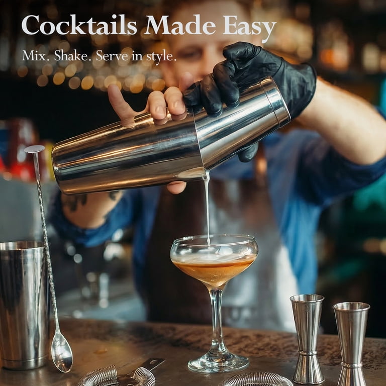 Boston Shaker Set, Professional Cocktail Shaker Set with 18oz & 28oz Weighted Stainless Steel Bar Shakers, Secure Fit and Dishwasher Safe Bartending Tools for Home Bar and Professional Use