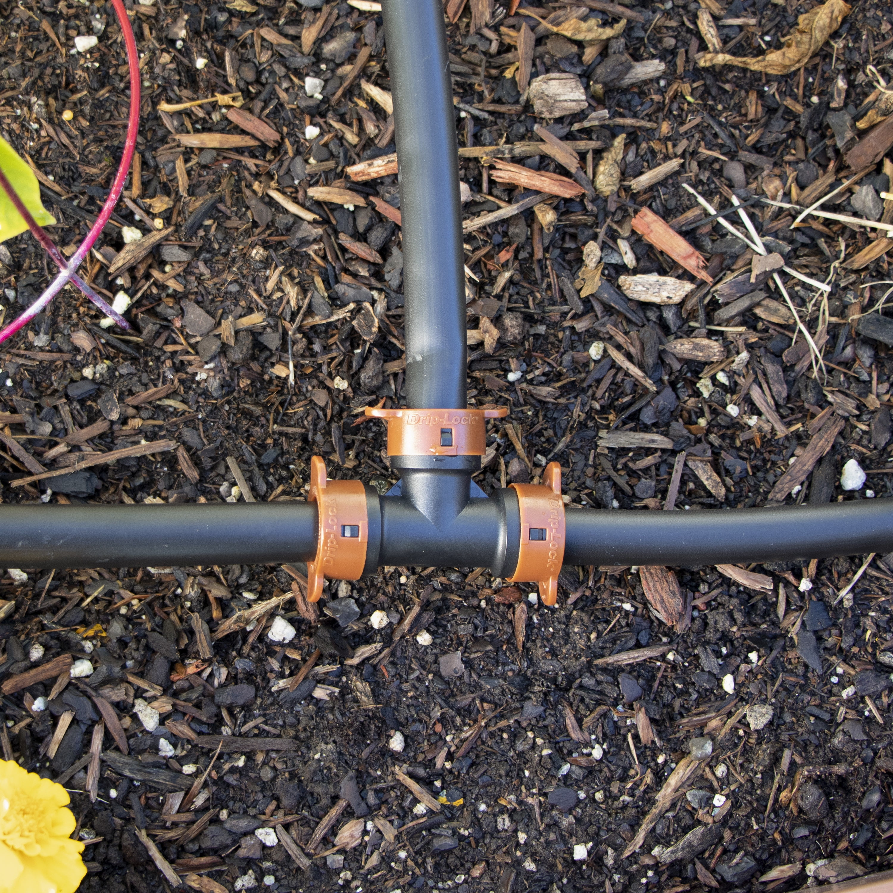 (5 pack) Orbit Irrigation 1/2" Black Drip-Lock Push-Fit Tee; Drip Tubing Connector