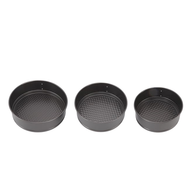 3Pcs Cake Pan Set,Round Open Bottom And Snap Baking Pan Carbon Steel Pizza Tool For Cheesecake Pizza Bread Serving Trays