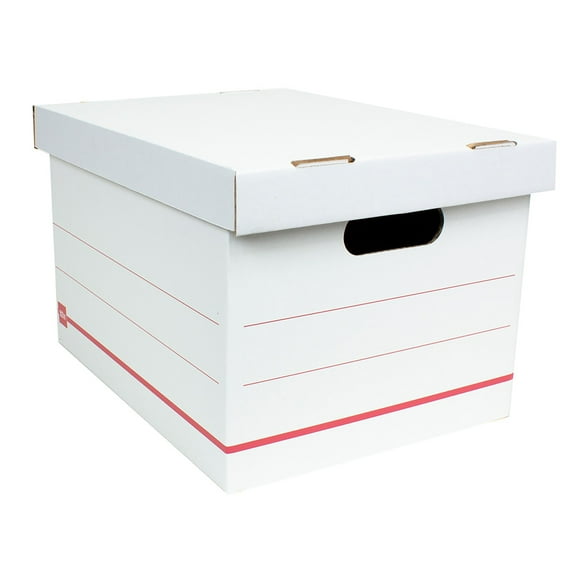 Office Depot® Brand Standard-Duty Corrugated Storage Boxes, Letter/Legal Size, 15" x 12" x 10",  60% Recycled, White/Red, Pack Of 10