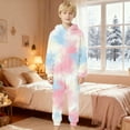 thumbnail image 5 of RTKFRFLM Kids Boys Girls 1-Piece Pajama Jumpsuit Flannel Fleece Tie Dye Zip Front Hooded Romper Sleepwear, 5 of 5