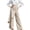 A-Beige439, variant on Women's Ribbed Ruffle Wide Leg Pants Flowy Full Length Button Fly Trousers Lightweight Elegant Office Bottoms