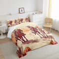 thumbnail image 4 of Western Bedding Twin Cowboy Horse Print Comforter Set Wild West Desert Bed Comforter Set for Teens Cowgirl Hand Drawn Illustration Country Themed Duvet Set + 1 Pillowcase, 4 of 5