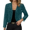 thumbnail image 2 of Women Casual Jackets Carnival Clothes For Elegant Shimmering Front Open Long Sleeve Lightweight Casual Jacket Mardi Gras Blue M, 2 of 9
