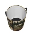 thumbnail image 3 of Round Clothes Hamper with Bear, Pine Trees, Laundry Room, Home Decor - Farmhouse Organization Bin, Natureinspired Pattern, Reinforced Handles, Nature Enthusiasts, Laundry Baskets, 3 of 7
