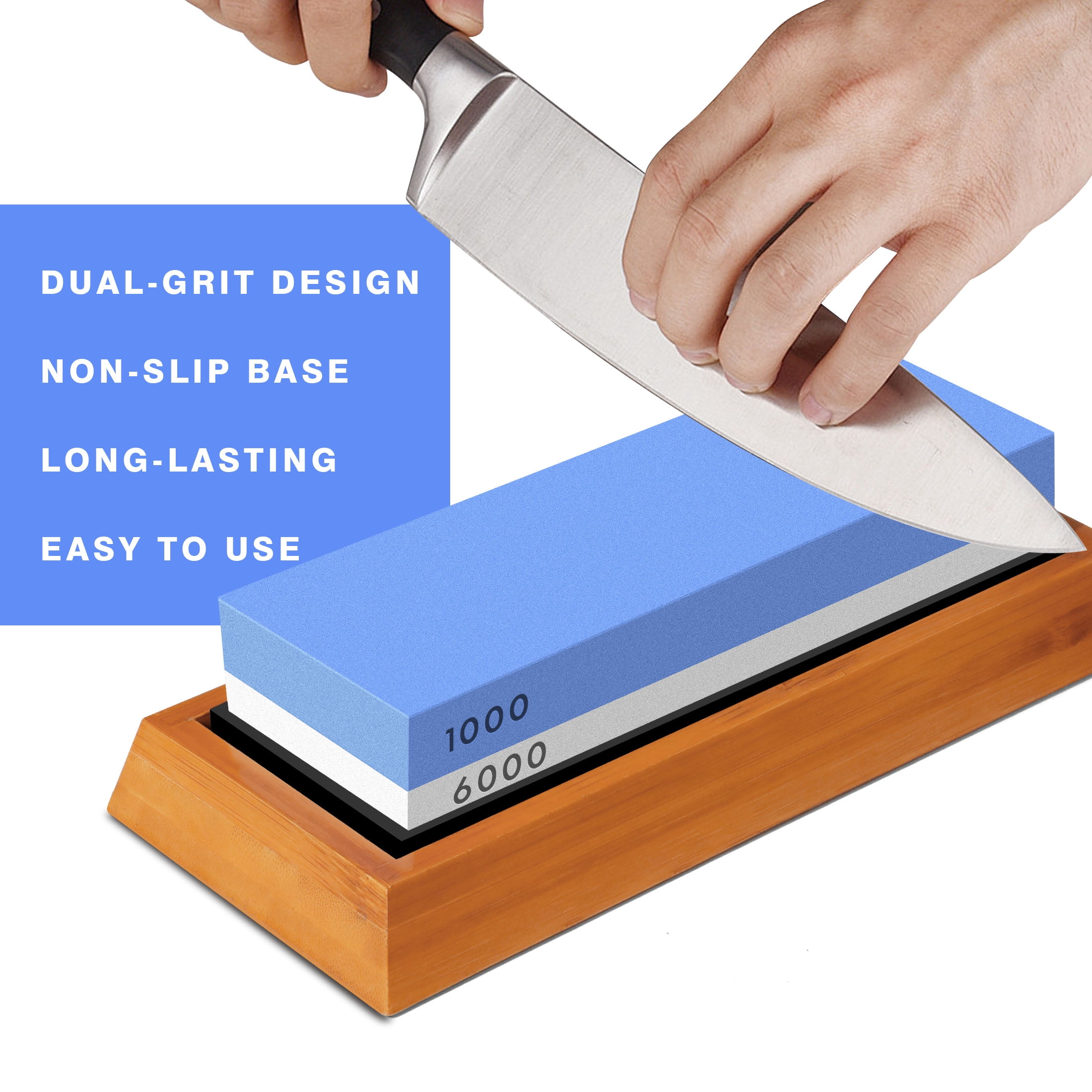 LA BELLEFEE Double Sided Sharpening Stone Grit with Non-Slip Base, Knife Sharpener Stone Set for Kitchen Knives, Pocket & Outdoor Knives, Scissors, Tools