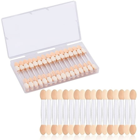 Eyeshadow Applicators, 50pcs Disposable Eyeshadow Sponge Applicators Eye Shadow Applicator Double Sided with Box, Clear