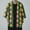 Green, variant on toraway Mens Shirt Jacket Flannel Lined Male Spring and Summer Cool Semi Long Sleeve Cardigan All Print Printed Collarless Antique Shirt L