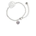 thumbnail image 2 of Delight Jewelry Silvertone Clear AB Crystal Heart Silver-tone Flower Link Chain Bracelet, 6.75"+2" Extender, 2 of 4