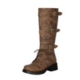 thumbnail image 2 of Tawop Cowboy Boots for Women Tall Chunky Low Heel Lace Up Winter Fall Boots Western, 2 of 6