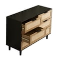 thumbnail image 5 of 6 Drawers Rattan Dresser, Rattan Boho Drawer Chest for Bedroom, Living Room, Black, 5 of 6