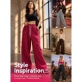 thumbnail image 6 of Mengpipi Women’s Leopard Print Wide Leg Pants High Waist Drawstring Palazzo Trousers with Slant Pockets S-2XL, 6 of 7