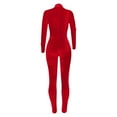 thumbnail image 4 of REALiKUN Bodycon Jumpsuit for Women Solid Color Zipper Mock Neck Long Sleeve Sexy Slim Fit Velvet Jumpsuits Rompers, 4 of 6