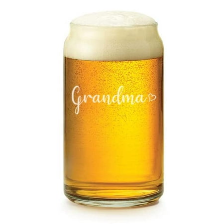 

16 oz Beer Can Glass Grandma With Heart