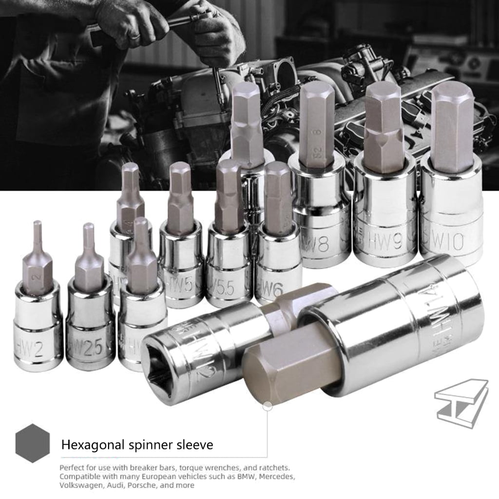 Allen Hexagon Bit Socket, 13Pcs Metric 2-14mm Allen Socket, Hexagon Socket Set