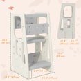 thumbnail image 3 of Qaba Tabouret de Cuisine pour Tout-Petits 2 Marches avec Plateforme Réglable en Hauteur, 3 of 10